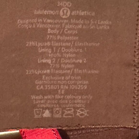 Lululemon Ta Ta Tamer III 34DD Snake Red Tide Cranberry Sports Bra Logo NO
PADS - Picture 5 of 6